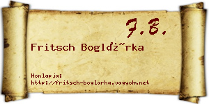 Fritsch Boglárka névjegykártya